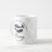 魚座〔占星術の〕十二宮図カスタムヴィンテージ白黒 コーヒーマグカップ (正面左)