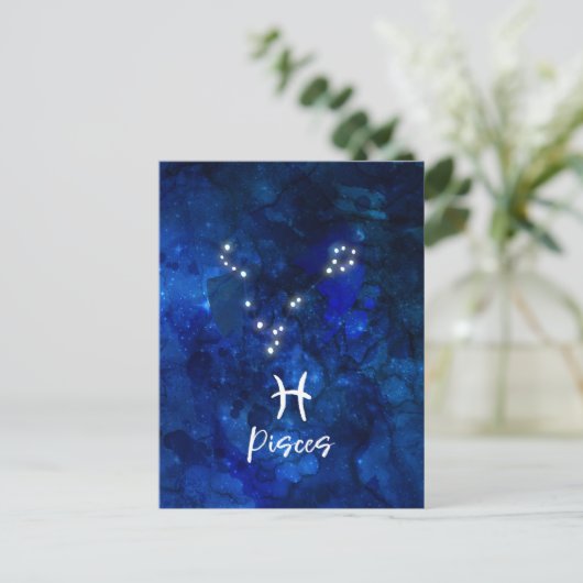 魚座〔占星術の〕十二宮図コンステレーションブルー銀河系セレスタイル ポストカード (スタンド正面)