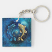 魚座〔占星術の〕十二宮図サインウォーター色デザイン キーホルダー (裏面)