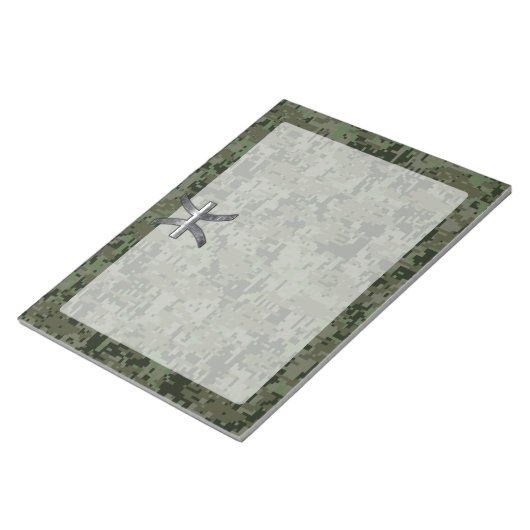 魚座〔占星術の〕十二宮図サインオンウッドランドグリーンデジタル迷彩柄 ノートパッド (アングル)