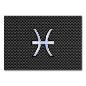 魚座〔占星術の〕十二宮図サインオンカーボンファイバープリント テーブルナンバー (正面)