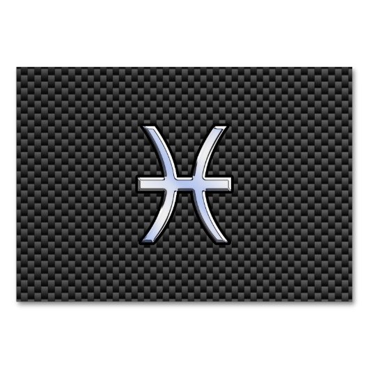 魚座〔占星術の〕十二宮図サインオンカーボンファイバープリント テーブルナンバー (正面)