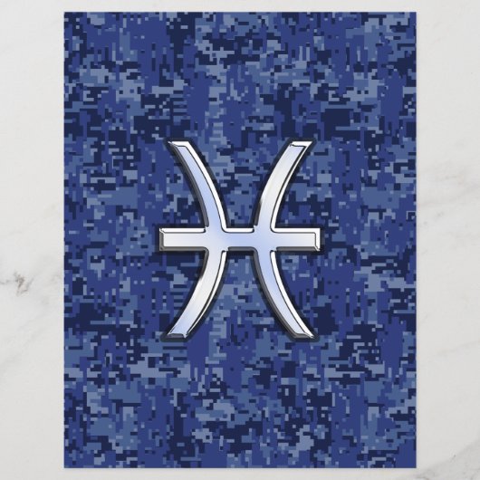 魚座〔占星術の〕十二宮図サインオンネイビーブルーデジタル迷彩柄 チラシ (正面)
