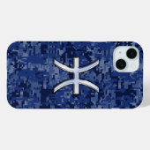 魚座〔占星術の〕十二宮図サインオンネイビーブルーデジタル迷彩柄 Case-Mate iPhoneケース (裏面 (横))