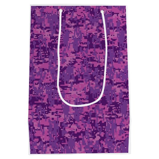 魚座〔占星術の〕十二宮図サインオンピンクデジタル迷彩柄 ミディアムペーパーバッグ (裏面)