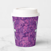 魚座〔占星術の〕十二宮図サインオンピンクデジタル迷彩柄 紙コップ (左)