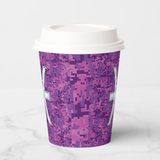 魚座〔占星術の〕十二宮図サインオンピンクデジタル迷彩柄 紙コップ (左)