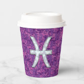 魚座〔占星術の〕十二宮図サインオンピンクデジタル迷彩柄 紙コップ (正面)