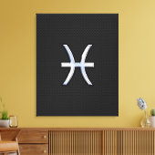 魚座〔占星術の〕十二宮図サインオンブラックスネークスキンデコール キャンバスプリント (インサイチュ (リビング))
