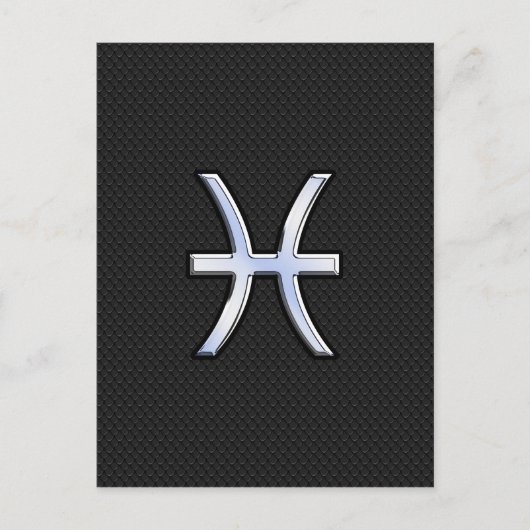 魚座〔占星術の〕十二宮図サインオンブラックスネークスキンデコール ポストカード (正面)