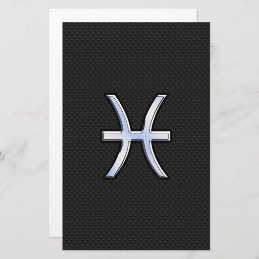 魚座〔占星術の〕十二宮図サインオンブラックスネークスキンデコール 便箋 (正面/裏面)