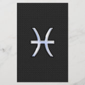 魚座〔占星術の〕十二宮図サインオンブラックスネークスキンデコール 便箋 (正面)