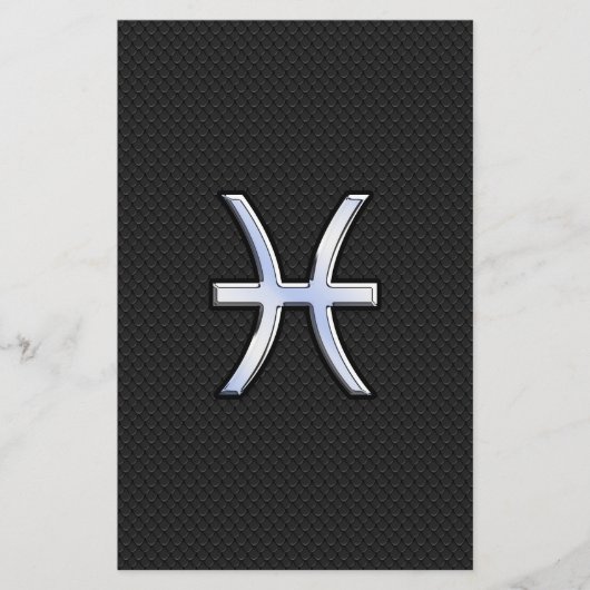 魚座〔占星術の〕十二宮図サインオンブラックスネークスキンデコール 便箋 (正面)