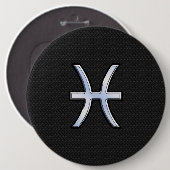 魚座〔占星術の〕十二宮図サインオンブラックスネークスキンデコール 缶バッジ (正面&裏面)