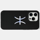 魚座〔占星術の〕十二宮図サインオンブラックスネークスキンデコール Case-Mate iPhoneケース (裏面 (横))