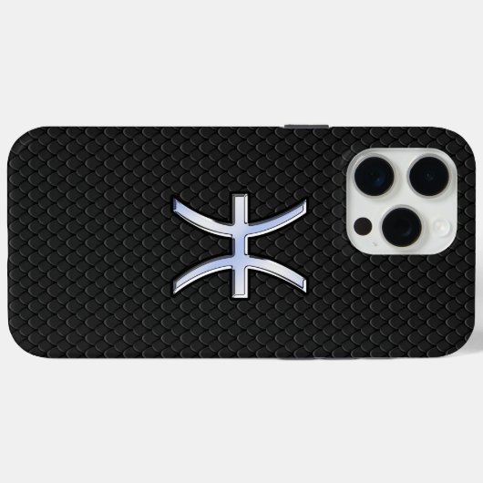 魚座〔占星術の〕十二宮図サインオンブラックスネークスキンデコール Case-Mate iPhoneケース (裏面 (横))