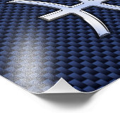 魚座〔占星術の〕十二宮図サインオンブルーカーボンファイバープリント フォトプリント            (角)