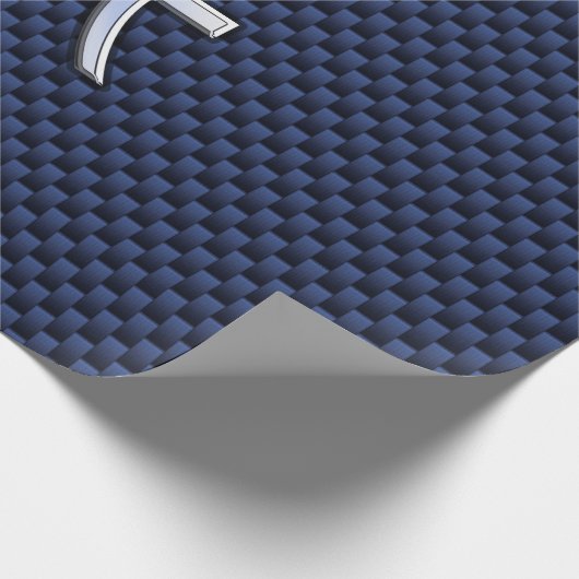 魚座〔占星術の〕十二宮図サインオンブルーカーボンファイバープリント ラッピングペーパー (角)