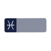 魚座〔占星術の〕十二宮図サインオンブルーカーボンファイバープリント ラベル (正面)