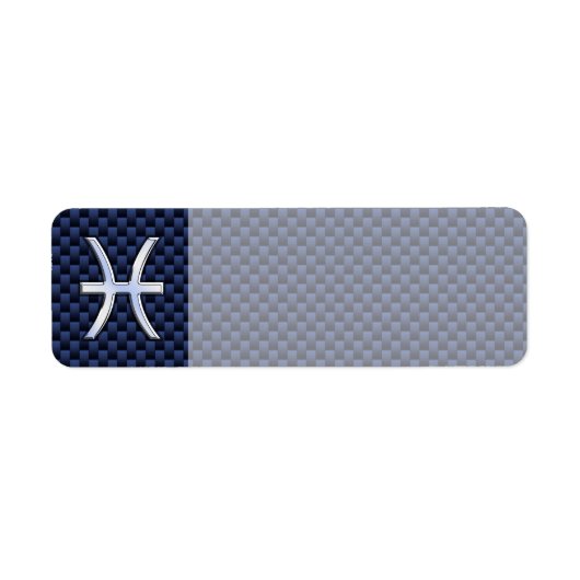 魚座〔占星術の〕十二宮図サインオンブルーカーボンファイバープリント ラベル (正面)