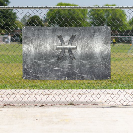 魚座〔占星術の〕十二宮図サイングランジイン銀鋼スタイル 横断幕 (インサイチュ)