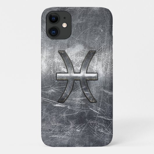 魚座〔占星術の〕十二宮図サイングランジイン銀鋼スタイル Case-Mate iPhoneケース (裏面)