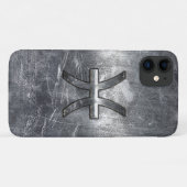 魚座〔占星術の〕十二宮図サイングランジイン銀鋼スタイル Case-Mate iPhoneケース (裏面(横))