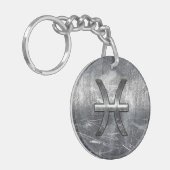 魚座〔占星術の〕十二宮図サイングランジイン鋼スタイルデコール キーホルダー (正面左)