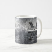 魚座〔占星術の〕十二宮図サイングランジイン鋼スタイルデコール コーヒーマグカップ (正面右)