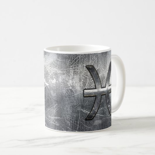 魚座〔占星術の〕十二宮図サイングランジイン鋼スタイルデコール コーヒーマグカップ (正面右)
