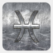 魚座〔占星術の〕十二宮図サイングランジイン鋼スタイルデコール スクエアシール (正面)