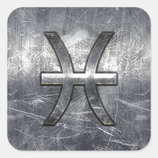 魚座〔占星術の〕十二宮図サイングランジイン鋼スタイルデコール スクエアシール (正面)