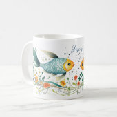 魚座〔占星術の〕十二宮図サインコーヒーマグ コーヒーマグカップ (正面左)