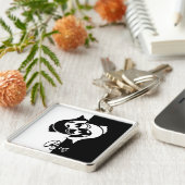 魚座〔占星術の〕十二宮図サイン、白黒キーチェーン キーホルダー (側面)