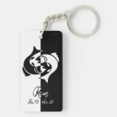 魚座〔占星術の〕十二宮図サイン、白黒キーチェーン キーホルダー (裏面)