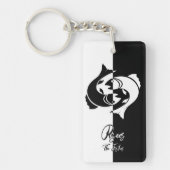 魚座〔占星術の〕十二宮図サイン、白黒キーチェーン キーホルダー (正面)