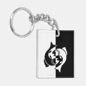 魚座〔占星術の〕十二宮図サイン、白黒キーチェーン キーホルダー (正面左)