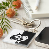 魚座〔占星術の〕十二宮図サイン、白黒キーチェーン キーホルダー (正面右)