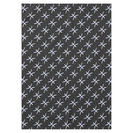 魚座〔占星術の〕十二宮図シルバーシンボルブラックスネークスキンスタイル テーブルクロス (正面)