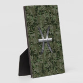 魚座〔占星術の〕十二宮図シンボルウッドランドデジタルカモフラージュ フォトプラーク (側面)