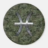 魚座〔占星術の〕十二宮図シンボルウッドランドデジタルカモフラージュ マグネット (正面)