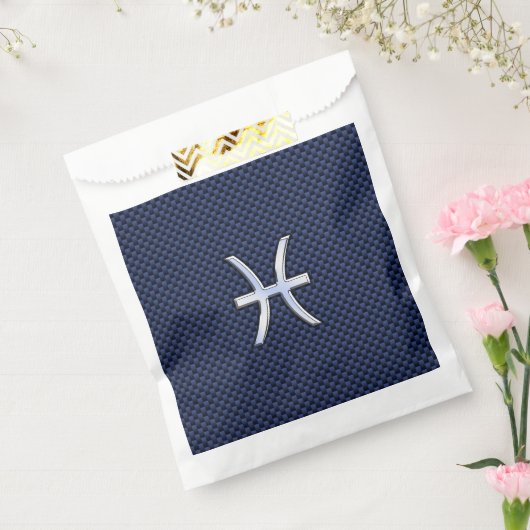 魚座〔占星術の〕十二宮図シンボルネイビーブルーカーボンファイバープリント フェイバーバッグ (封をした状態)