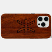 魚座〔占星術の〕十二宮図シンボルブラウンマホガニー木材スタイル Case-Mate iPhoneケース (裏面 (横))