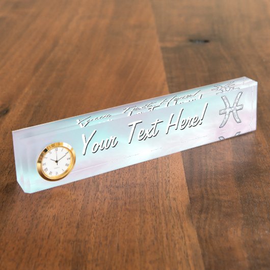 魚座〔占星術の〕十二宮図シンボルマザーオブパールデコール デスクネームプレート (側面)