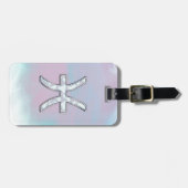 魚座〔占星術の〕十二宮図シンボルマザーオブパールデコール ラゲッジタグ (正面横)