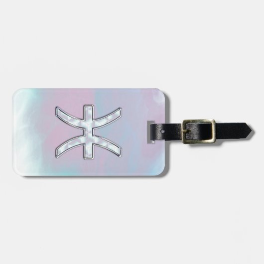 魚座〔占星術の〕十二宮図シンボルマザーオブパールデコール ラゲッジタグ (正面横)