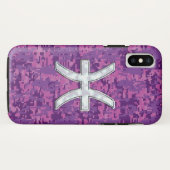 魚座〔占星術の〕十二宮図シンボル明るい赤紫色デジタルカモフラージュ Case-Mate iPhoneケース (裏面(横))
