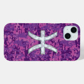 魚座〔占星術の〕十二宮図シンボル明るい赤紫色デジタルカモフラージュ Case-Mate iPhoneケース (裏面 (横))