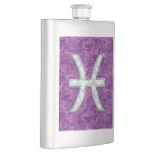 魚座〔占星術の〕十二宮図シンボル明るい赤紫色デジタル迷彩柄 フラスク (右)