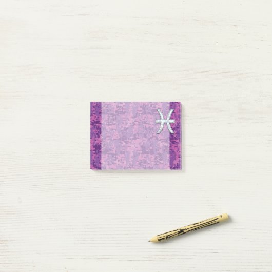 魚座〔占星術の〕十二宮図シンボル明るい赤紫色ピンクデジタル迷彩柄 ポストイット (デスク上)